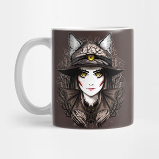 Witch Cat Halloween Creepy Cute Portrait Mug